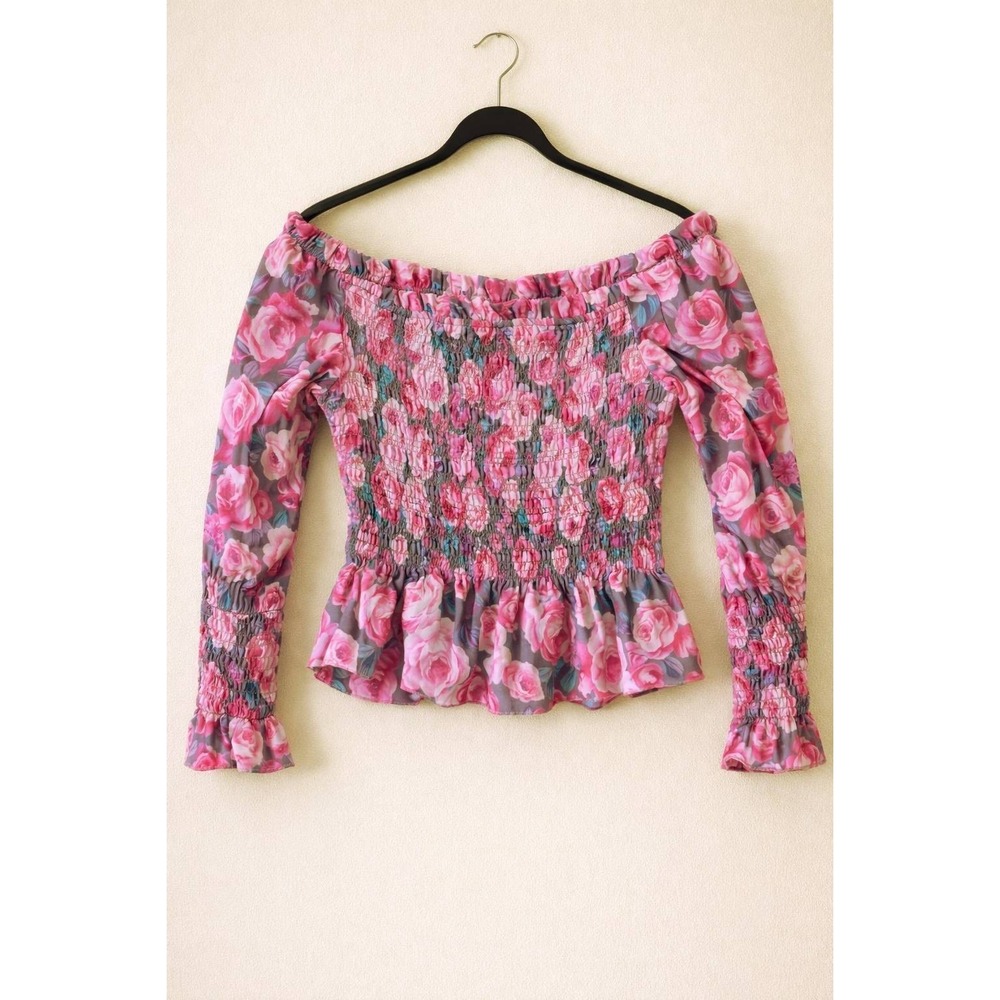 Torrid 1X Floral Smocked Peplum Top Cottagecore Milkmaid Coquette Romantic